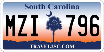 SC license plate MZI796