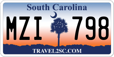 SC license plate MZI798