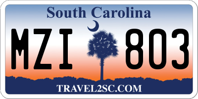 SC license plate MZI803