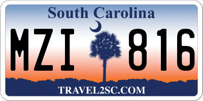 SC license plate MZI816