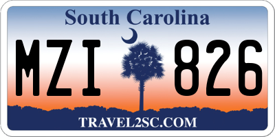 SC license plate MZI826