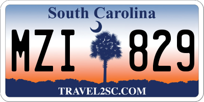 SC license plate MZI829