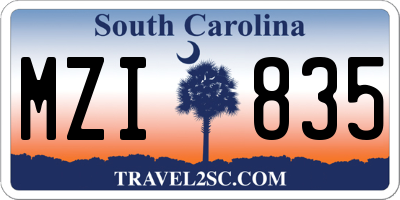 SC license plate MZI835