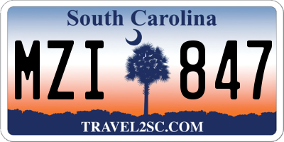 SC license plate MZI847