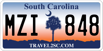 SC license plate MZI848
