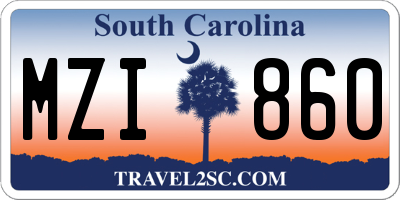 SC license plate MZI860