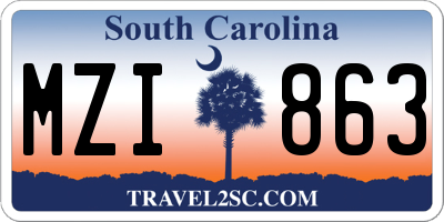 SC license plate MZI863