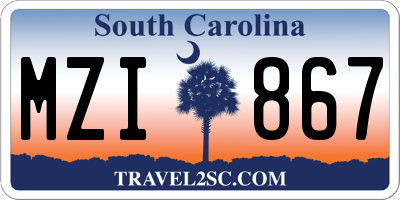SC license plate MZI867