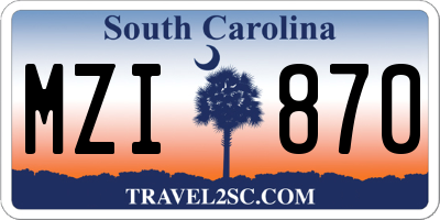 SC license plate MZI870