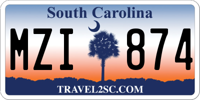 SC license plate MZI874