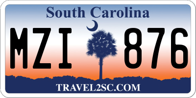 SC license plate MZI876