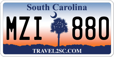 SC license plate MZI880