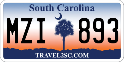 SC license plate MZI893