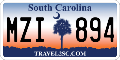 SC license plate MZI894