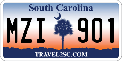 SC license plate MZI901