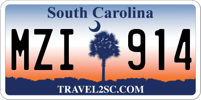 SC license plate MZI914