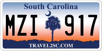 SC license plate MZI917