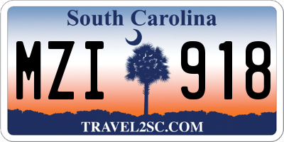 SC license plate MZI918
