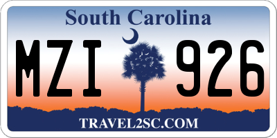 SC license plate MZI926