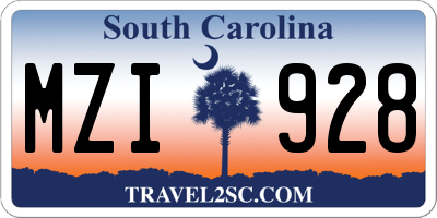 SC license plate MZI928