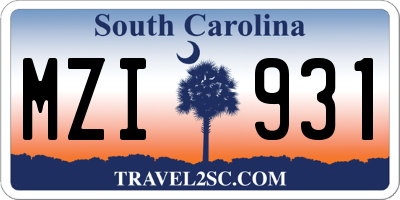 SC license plate MZI931