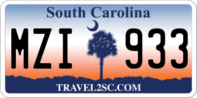 SC license plate MZI933