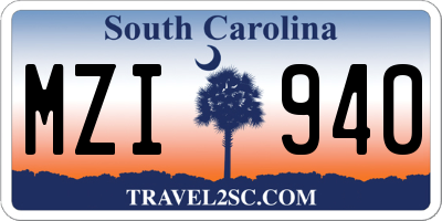 SC license plate MZI940