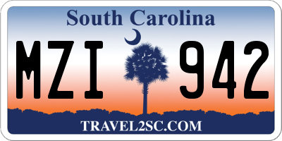 SC license plate MZI942