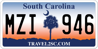 SC license plate MZI946