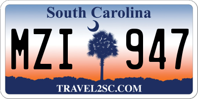 SC license plate MZI947