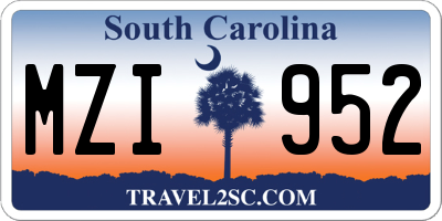 SC license plate MZI952