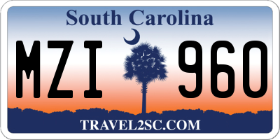 SC license plate MZI960