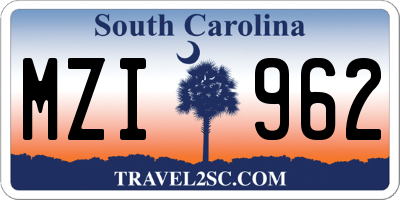 SC license plate MZI962
