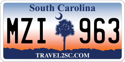 SC license plate MZI963