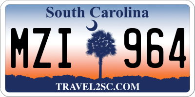 SC license plate MZI964