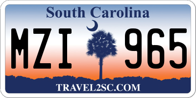 SC license plate MZI965