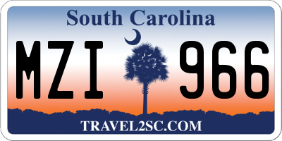 SC license plate MZI966