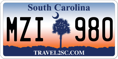 SC license plate MZI980