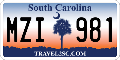 SC license plate MZI981