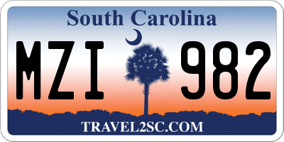 SC license plate MZI982