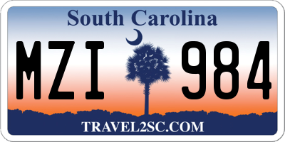 SC license plate MZI984