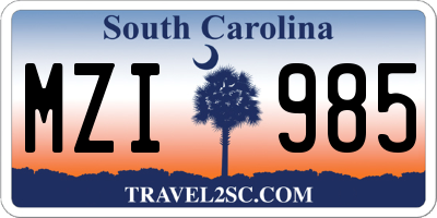 SC license plate MZI985