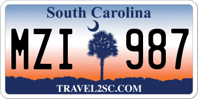 SC license plate MZI987