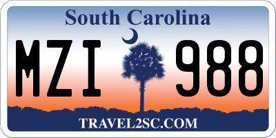 SC license plate MZI988