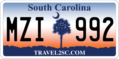 SC license plate MZI992