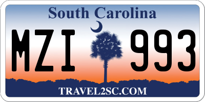 SC license plate MZI993