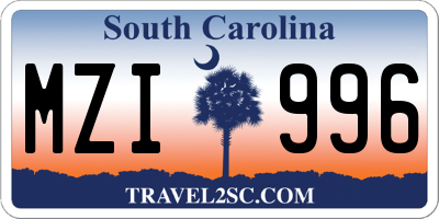 SC license plate MZI996