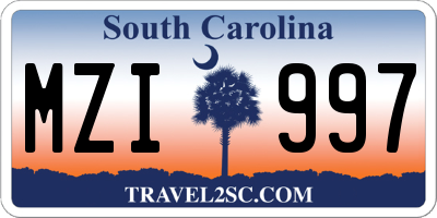SC license plate MZI997