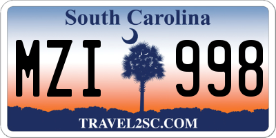 SC license plate MZI998