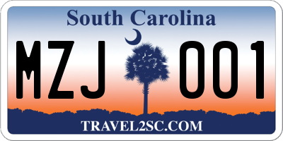 SC license plate MZJ001